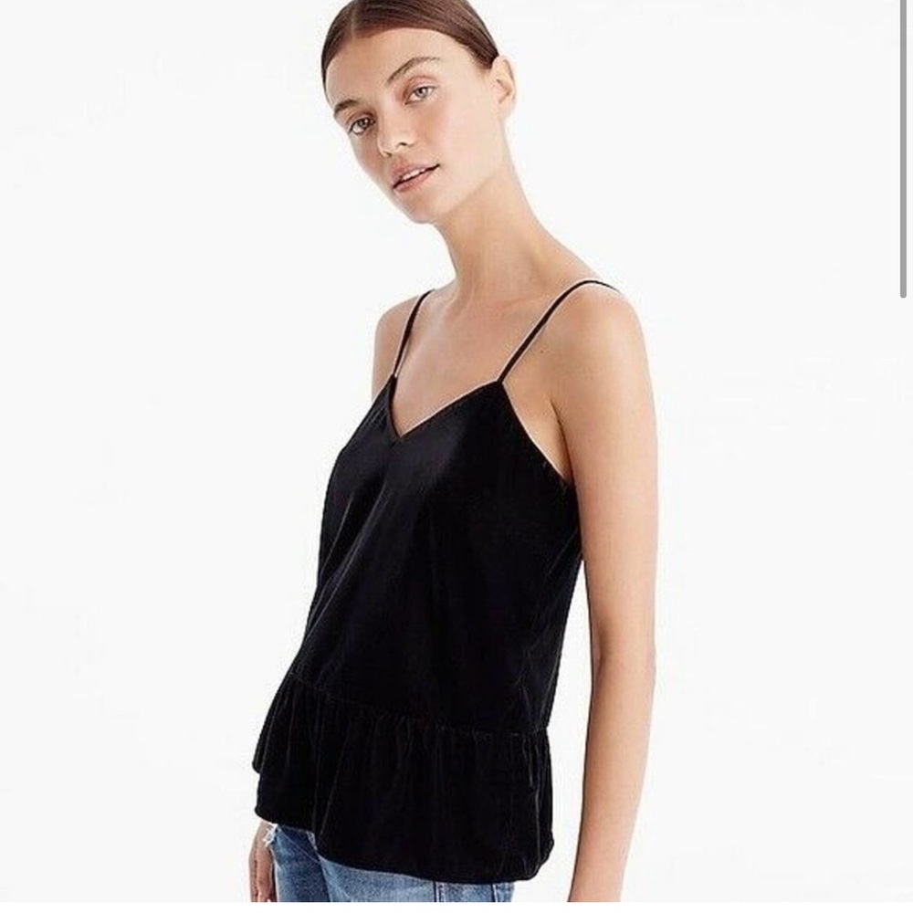 J. Crew black Ruffle Velvet Cami